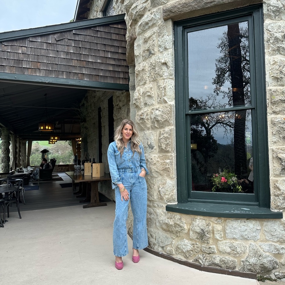 We The Free Blue denim jumpsuit